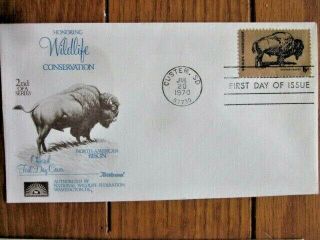 Buffalo Bison Wildlife Conservation 1970 Custer South Dakota Fleetwood Cacht Fdc