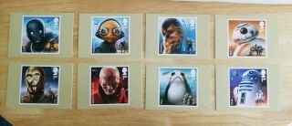 2017 Star Wars Royal Mail Phq Stamp Post Cards Full Set 8