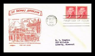 Dr Jim Stamps Us 2c Thomas Jefferson Pent Arts First Day Cover Pair