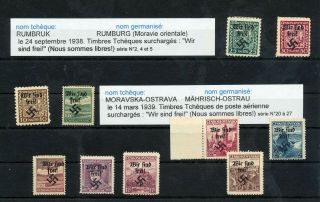 Czechoslovakia Wir Sind Frei Overprints Mh (10 Stamps) Mt 564s