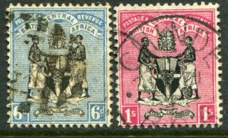 Nyasaland 1896 Wmk.  Crown Ca 6d & 1/ - Sg 35 & 36 (cat.  £46)