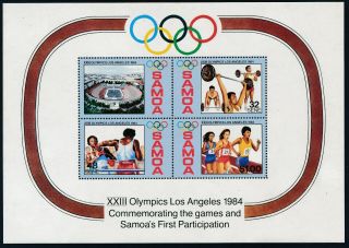 1984 Samoa Olympic Games: Los Angeles Minisheet Fine Mnh