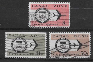 Canal Zone,  Us,  1965/76,  Airmail,  Set Of 3 Stamps,  Perf,