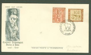 Jat A84 India 1961 Fdc 2v History Culture Archaeology Old Seal