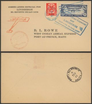 Dominican 1928 - Lindbergh Commemorative Flight Air Mail Cover To Haiti 34823/21