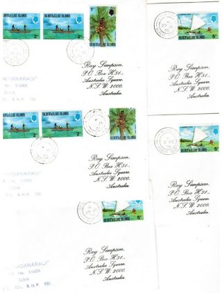 Gilbert & Ellice Is. ,  Qeii 1976.  5 Covers From Different Islands To Australia.