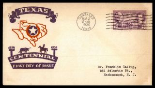 Mayfairstamps Us Fdc 1936 Texas Centennial Gonzales First Day Cover Wwb_30619