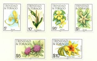 Trinidad & Tobago 1985,  " Flowers " 6 Values To $10 With 1985 Imprint Date M/m.