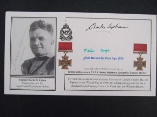 Rare Limited Edition Signed Cover - Capt Charles H Upham Vc And Bar N.  Z Exp Force