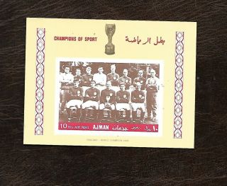 Miniature Sheet Ajman (united Arab Emirates) With Image Of England 1966 Team