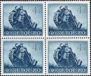 Stamp Germany Mi 874 Sc B258 Block 1944 Ww2 Wehrmacht Armored Motorcycle Mng