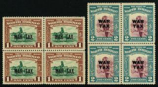 Sg 318 & 319 North Borneo 1941 War Stamps In Blocks Of 4 - Unmounted
