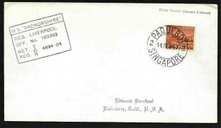 India Stamp Singapore Paquebot Cancel M/v Radnorshire Cover & Ship Postcard 1957