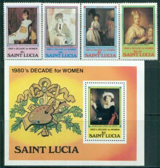 St.  Lucia 573 - 77 Sg597 - 600,  Ms601 Mnh 1981 Decade For Women Set Of 4,  Ms Cat$4