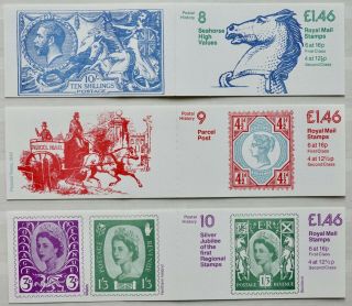 Gb Booklets 1983 Postal History £1.  46 Nos 8,  9 &10 With Cylinder Panes