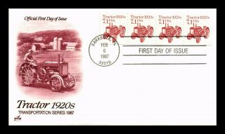 Us Cover Tractors Transportation Series Fdc Strip Of 4 Artcraft Cachet