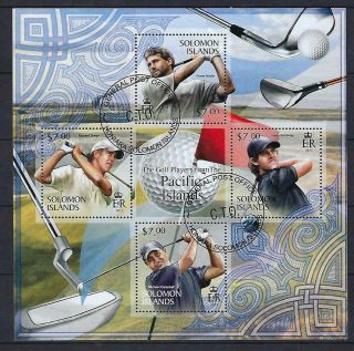 M312 2011 Soloman Islands Souvenir Sheet Of 4 Diff.  Pacific Isl.  Golf Champions