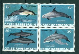 Marshall Islands 1984 Compl.  Set 4 Stamps Mnh Ausipex - Dolphins - Mi.  No 19 - 22