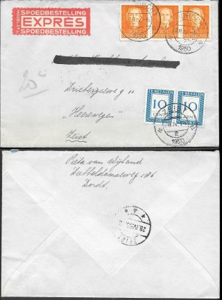 Netherlands Postage Due Cover 1950.  Dordrecht To Zeist