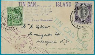 , 1935 Niuafoou Island Tonga Tin Can Mail To Mr.  Hellier Whangarei Zealand