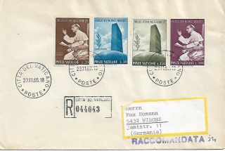 Vatican 1965 Typed Registered Cover With 4 Stamps To Germany My Ref 1504
