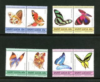 St.  Lucia 1985 731 - 4 Butterflies Pairs Mnh H723