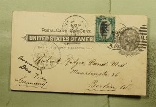 Dr Who 1901 Rpo Uprated Postal Card To Germany E72730