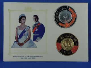Qatar Special Card 1965 Gold,  Silver Stamp Elizabeth Ii (n3/61)