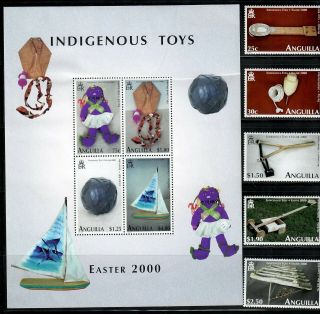 Anguilla,  Scott 1011 - 1016,  Indigenous Toys,  Mnh