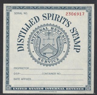Distilled Spirits Tax Paid Internal Revenue Stamp