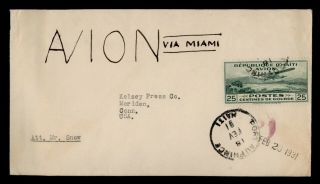 Dr Who 1931 Haiti Port Au Prince Airmail To Usa E43654