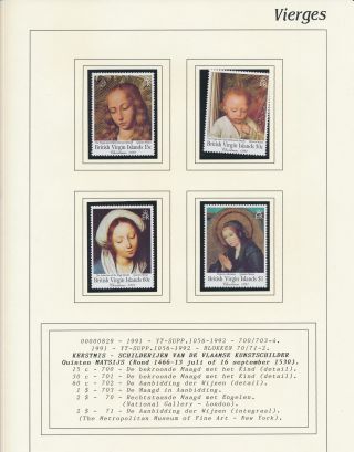 Xb71349 British Virgin Islands 1991 Madonna & Child Art Paintings Lot Mnh