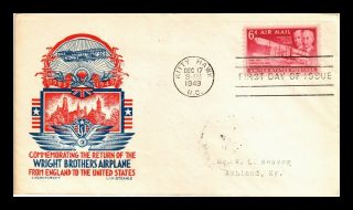 Dr Jim Stamps Us Wright Brothers Airplane Cachet Craft Fdc Cover Air Mail C45
