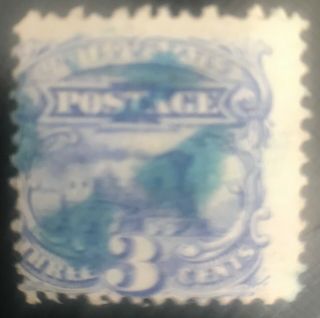 1869 Locomotive 3 Cent G Grill 114 Us Stamp