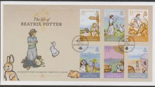 Gb - Alderney 2013 The Life Of Beatrix Potter/author Sg 494 - 499 Fdc