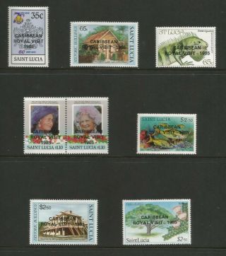St Lucia 1985 Caribbean Royal Visit Overprint Complete Scarce Set Of 7 Values