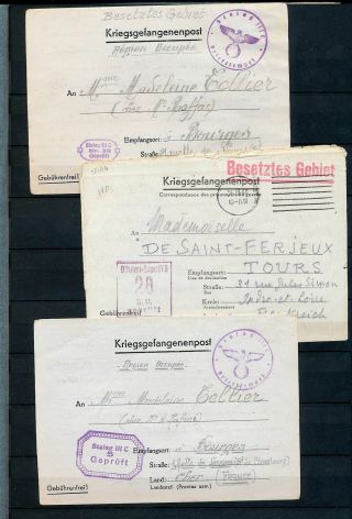 Germany France Ww2 Stalag Pow Prisoner Of War Covers Cards X 6 (as140