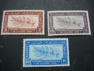 Egypt 1938 Leprosy Research Congress Set Of 3 Hinged Sg 273 - 5 Cat £6 - 50