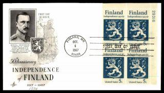 Mayfairstamps Us Fdc 1967 Finland Independence Block Marshal Mannerheim Art Craf