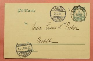 1908 German East Africa Postal Card Pangani To Germany