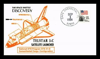 Dr Jim Stamps Us Space Shuttle Discovery Telstar 3c Satellite Event Cover 1984