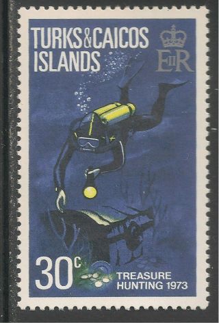 Turks & Caicos Islands 262 (a47) Vf Mnh - 1973 30c Scuba Diver,  1973