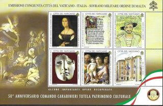 Vatican 2019 Carabinieri Unit For Protection Of The Cultural Heritage Mnh S/s