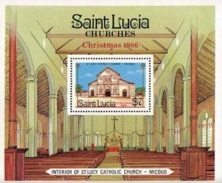 Saint Lucia 1986 S/sheet Christmas St.  Lucy Catholic Church Mnh