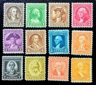 1932 Us Stamp Sc 704 - 715 George Washington Bicentennial Complete Set Mnh Cv:$33