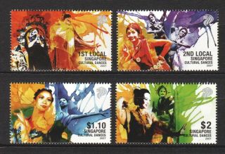 Singapore 2007 Cultural Dance Comp.  Set Of 4 Stamps In Mnh