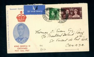Gb 1937 Illustrated Coronation First Day Cover To Canada (s555)