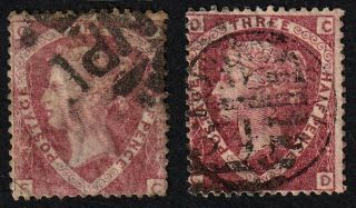 Gb Qv 1870 Sg51 & Sg52 - 1½d Rose - Red & 1½d Lake - Red - Plates 3 & 1