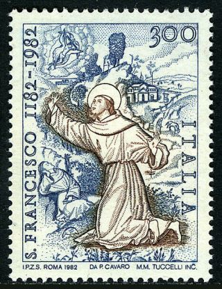 Italy 1501,  Mnh.  St.  Francis Of Assisi,  800th Birth Anniv.  1982