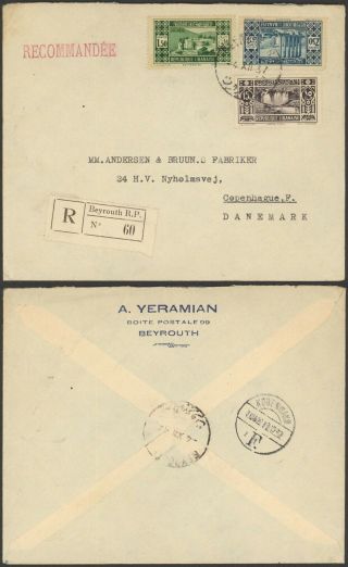 Lebanon 1937 - Registered Cover To Denmark 34697/10